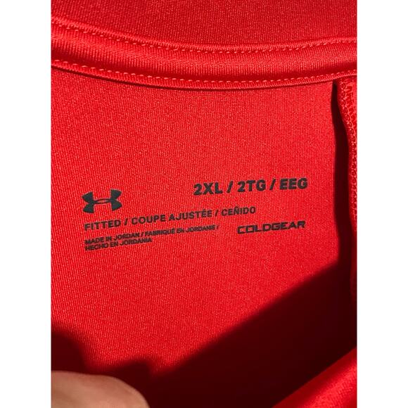 Under Armour Red Fitted ColdGear Long Sleeve Shirt Spell Out Logo Womens 2XL - Picture 5 of 6
